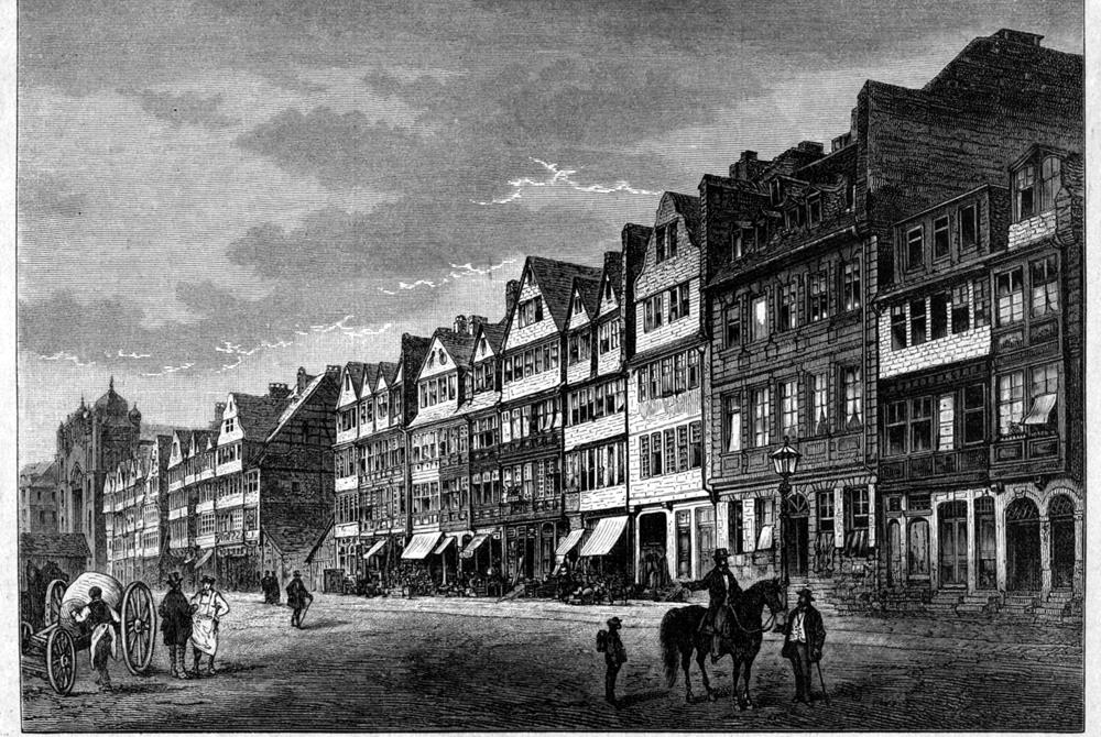 Judengasse in Frankfurt am Main nach einer Fotografie von Heinrich Keller (um 1883), c: Institut für Stadtgeschichte